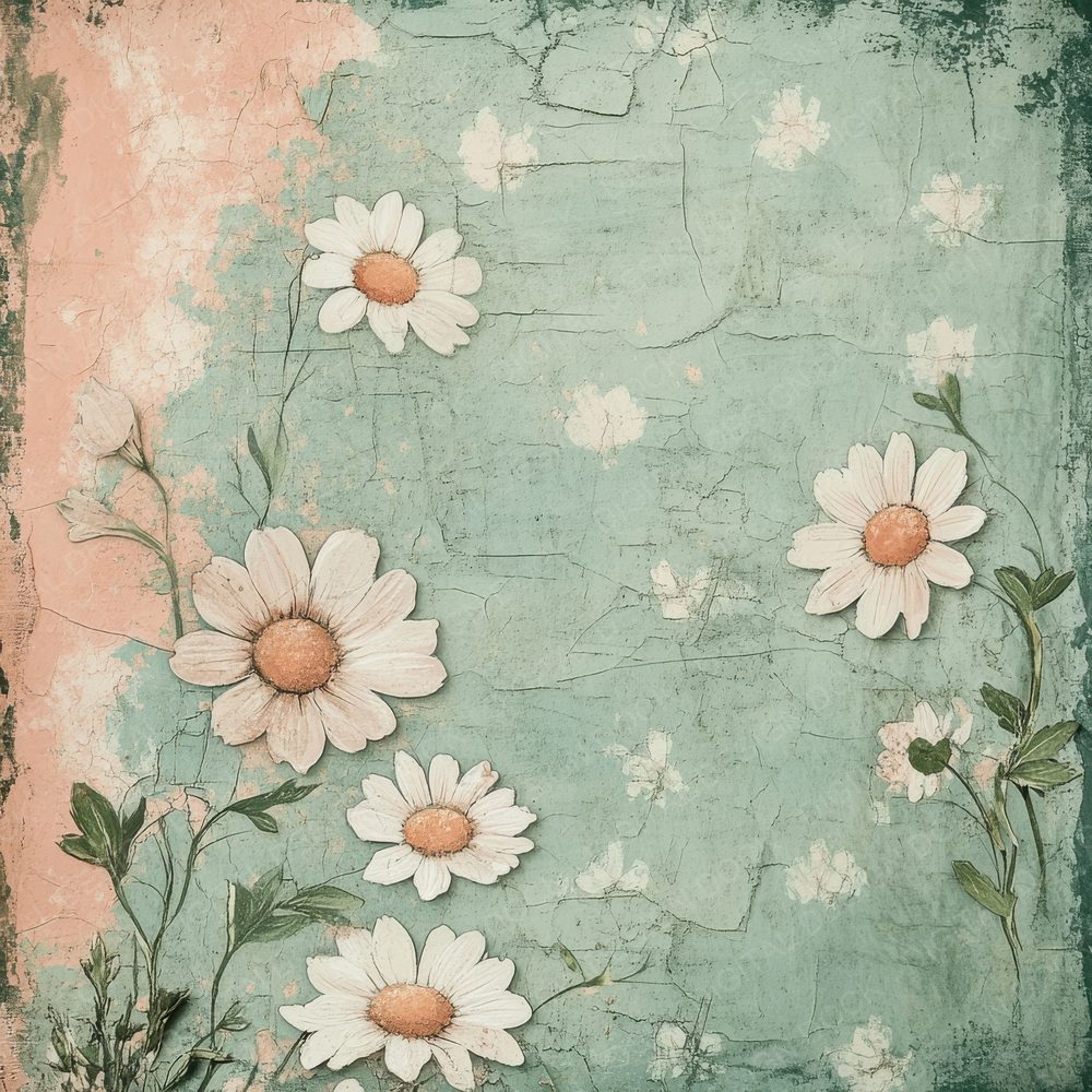 Mint Daisy Scratch Digital Paper Pack (DDD002529)