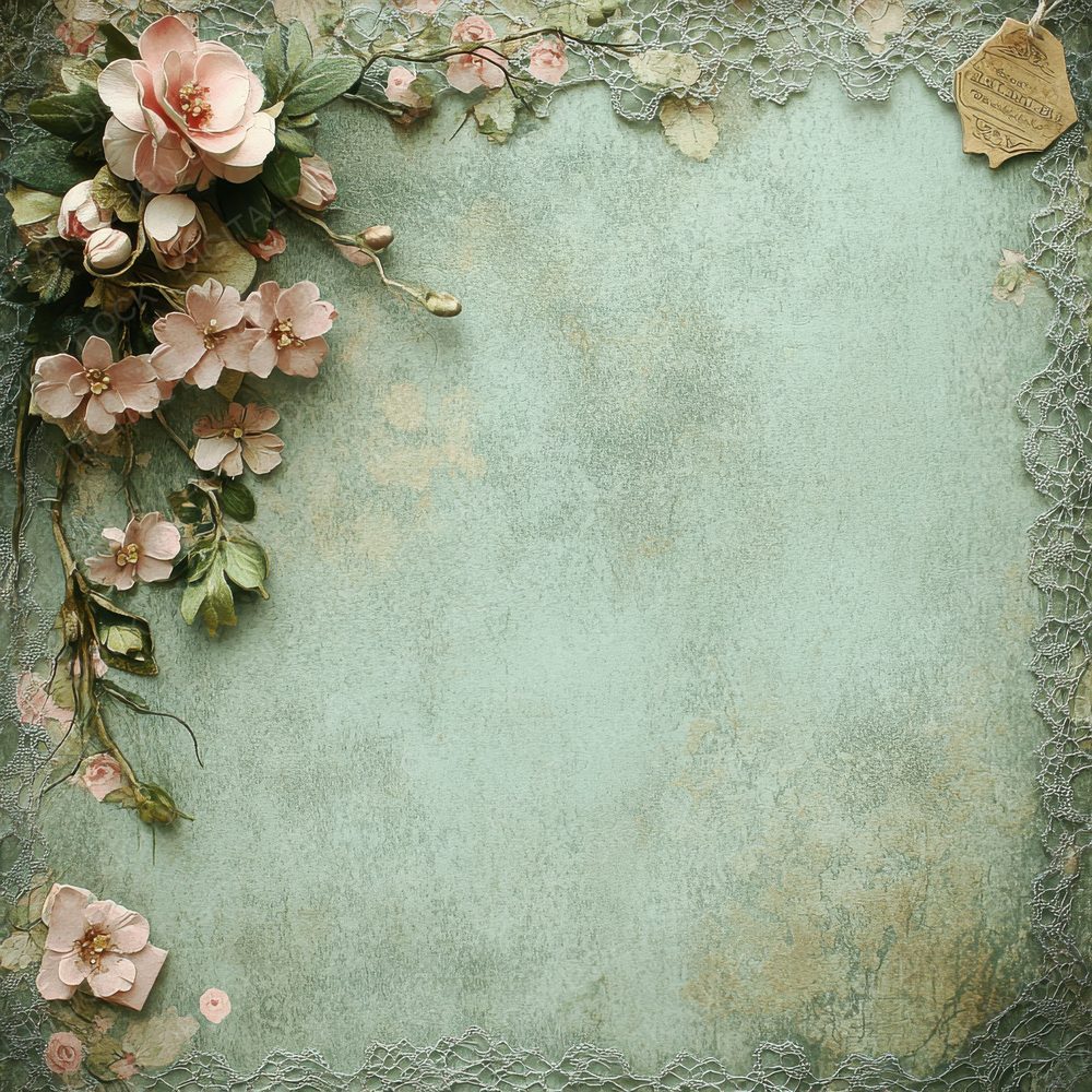 Mint Label Lace Trim Digital Paper Pack (DDD002532)