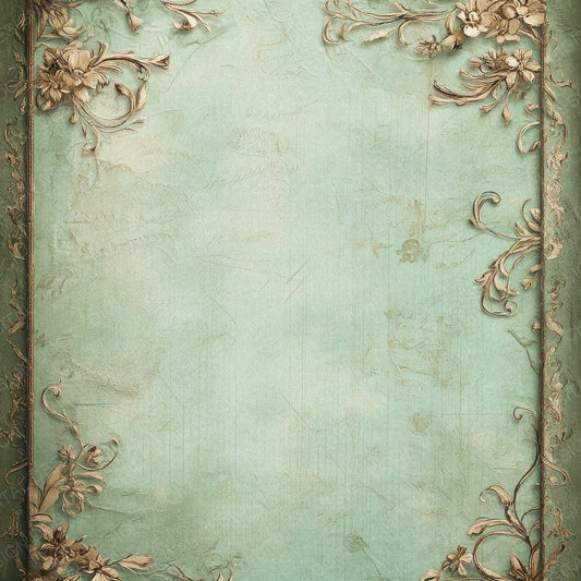 Mint Monogram Scrap Corners Digital Paper Pack (DDD002535)