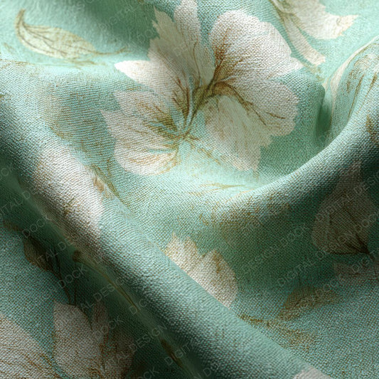 Mint Parchment Linen Floral Digital Paper Pack (DDD002536)