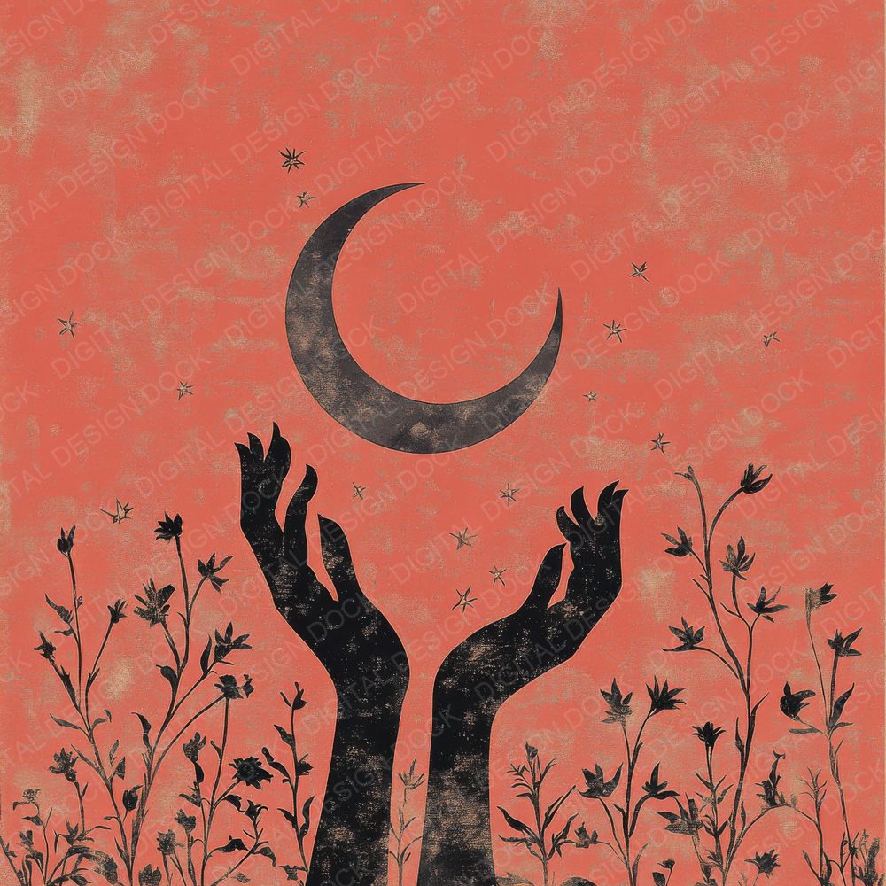 Moon Holding Hands Digital Paper Pack (DDD002590)