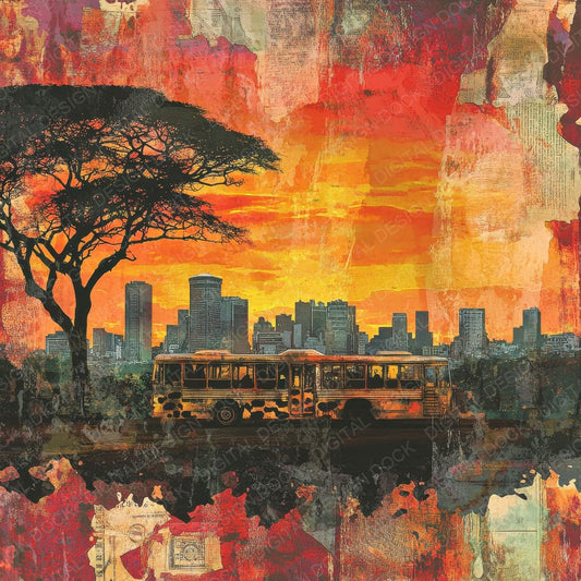 Nairobi Matatu Sunset Digital Paper Pack (DDD002657)