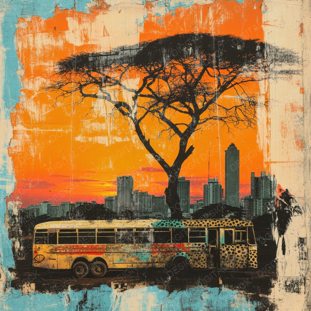 Nairobi Matatu Sunset Digital Paper Pack (DDD002657)