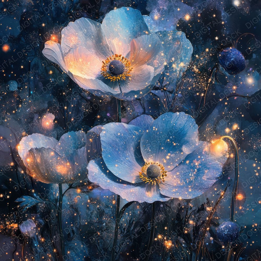 Noctilucent Anemone Stars Digital Paper Pack (DDD002755)