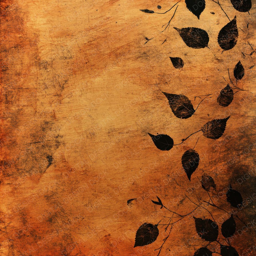Ochre Ink Leaves Digital Paper Pack (DDD002785)