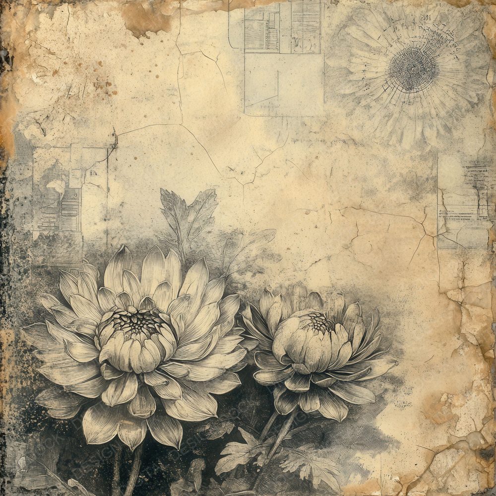 Ossified Chrysanthemum Fossil Digital Paper Pack (DDD002839)