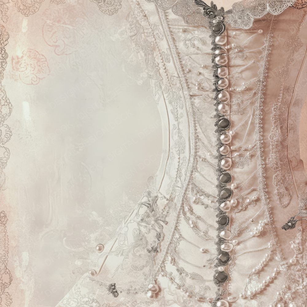 Pale Ivory Lace Victorian Corset Digital Paper Pack (DDD002874)