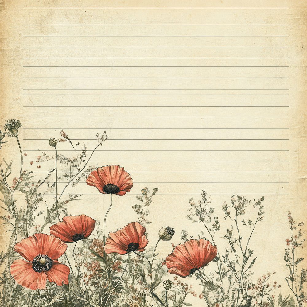 Parchment Poppy Lines Digital Paper Pack (DDD002891)