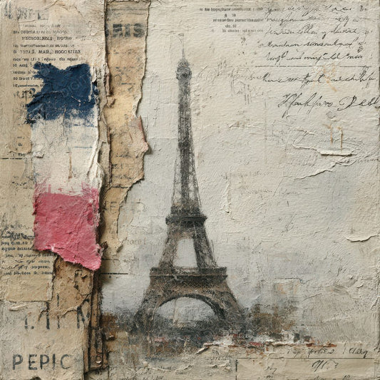 Paris Collage France Map Cafe Digital Paper Pack (DDD002895)