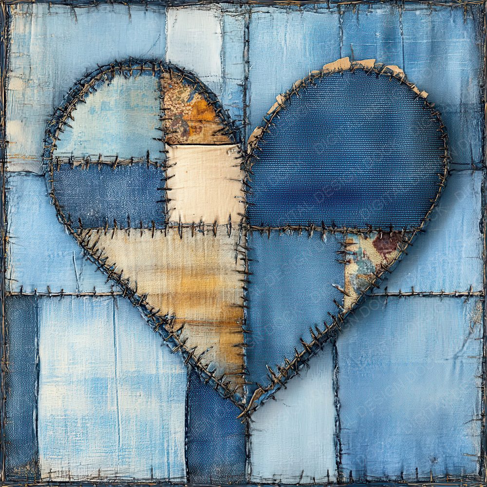 Patchwork Denim Heart Digital Paper Pack (DDD002939)