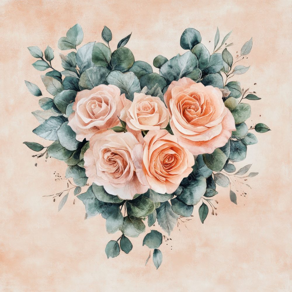 Peach Bouquet Love Digital Paper Pack (DDD002951)