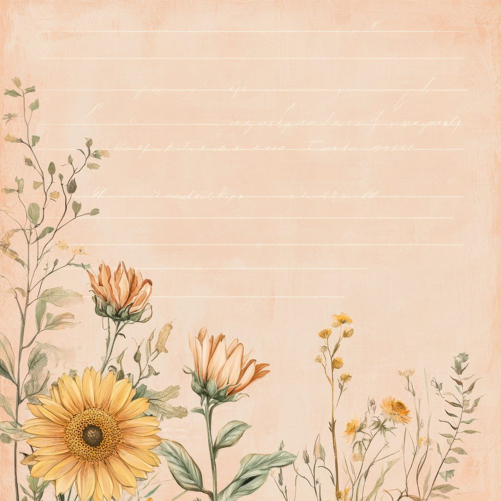Peach Sunflower Script Digital Paper Pack (DDD002961)