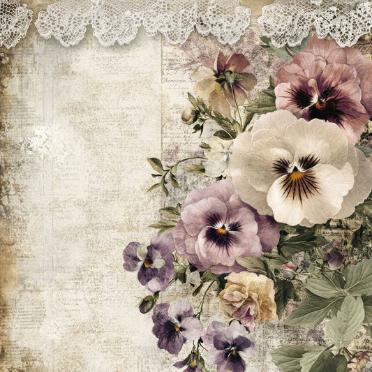 Peony Calling Card Border Digital Paper Pack (DDD002972)
