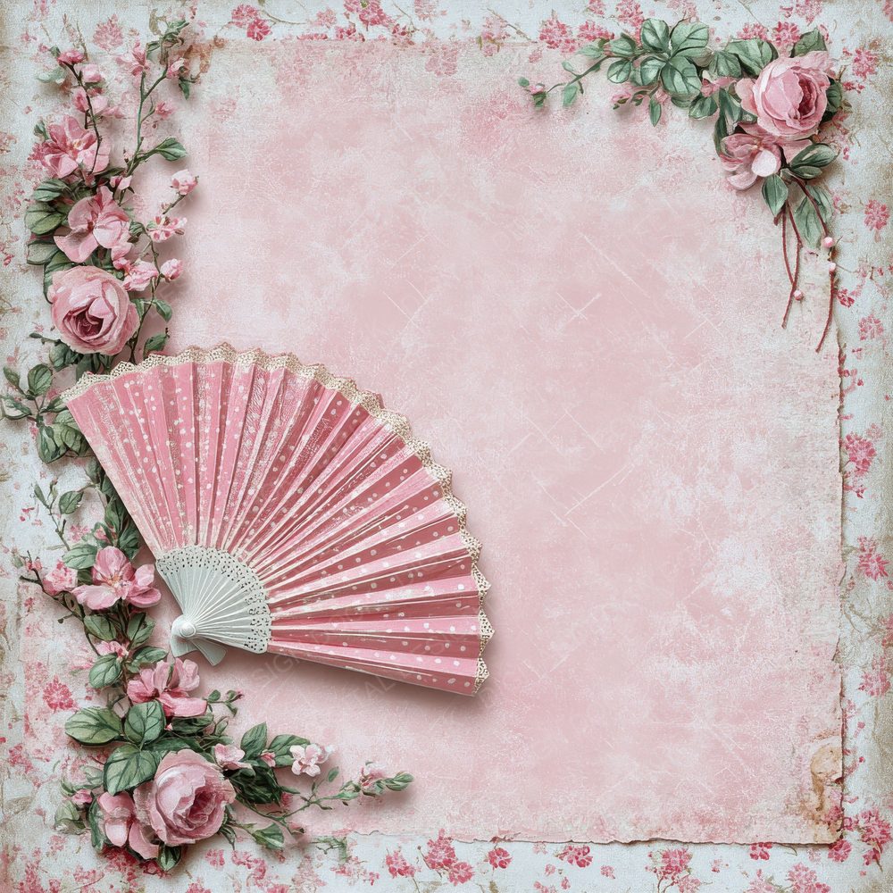 Pink Fan Collage Digital Paper Pack (DDD002997)