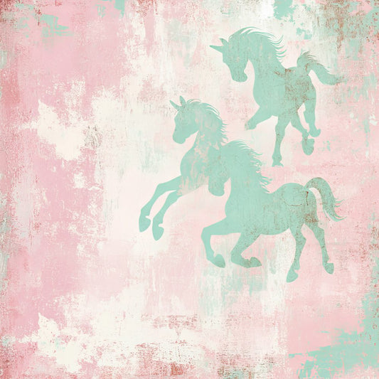 Pink and Mint Carousel Horses Digital Paper Pack (DDD003001)