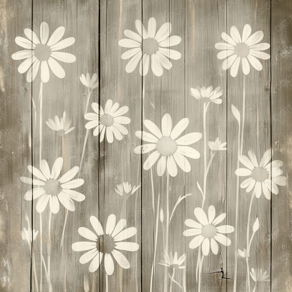 Pressed Daisy Wood Digital Paper Pack (DDD003067)