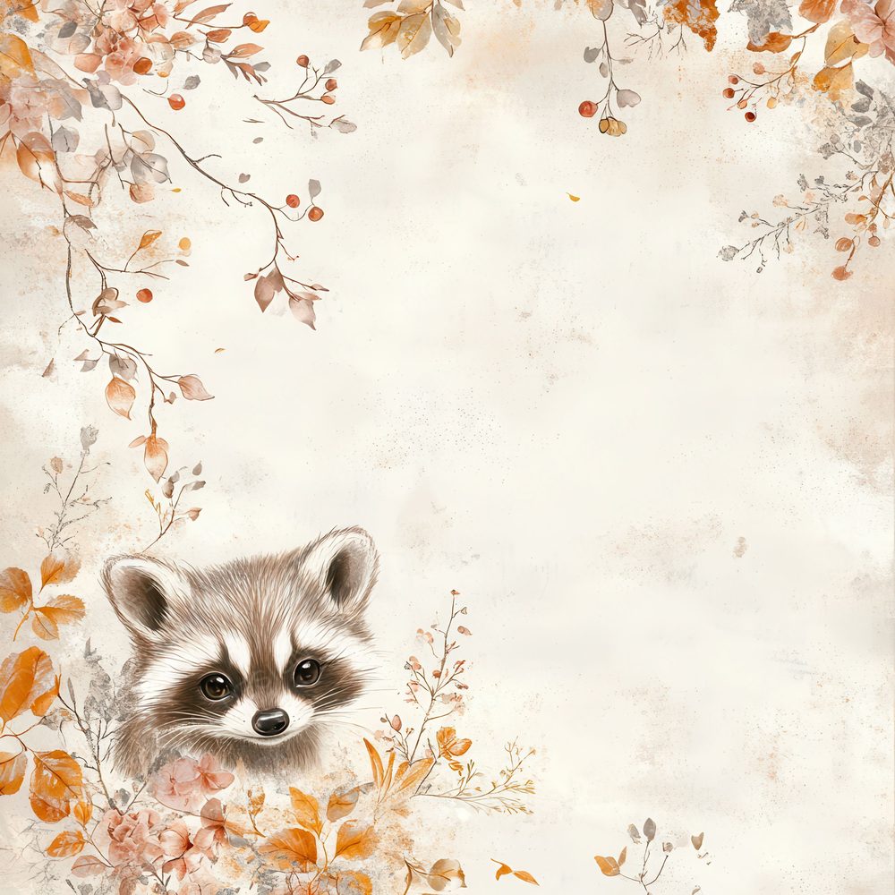 Raccoon Berry Bloom Digital Paper Pack (DDD003116)