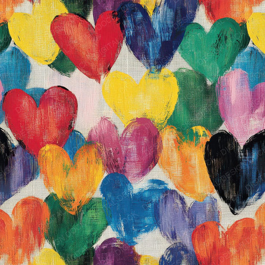 Rainbow Painted Hearts Digital Paper Pack (DDD003150)