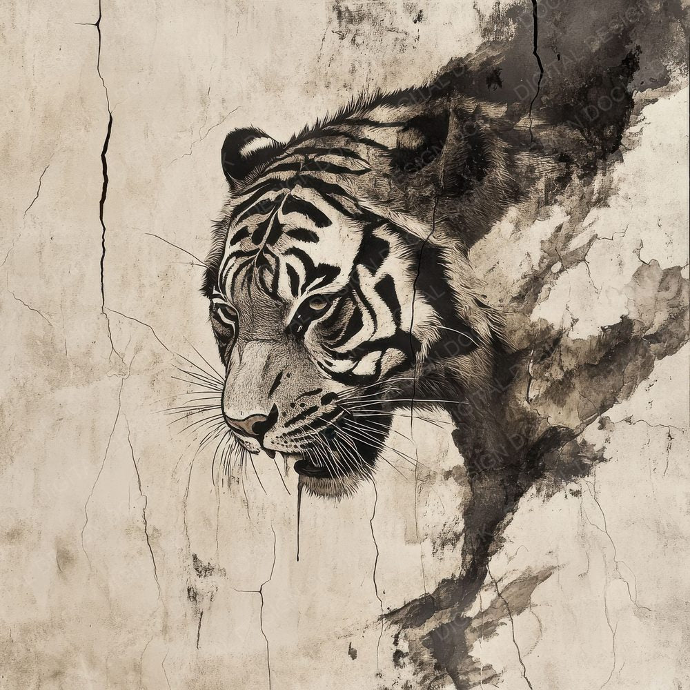 Scratched Tiger Ink Background Digital Paper Pack (DDD003421)