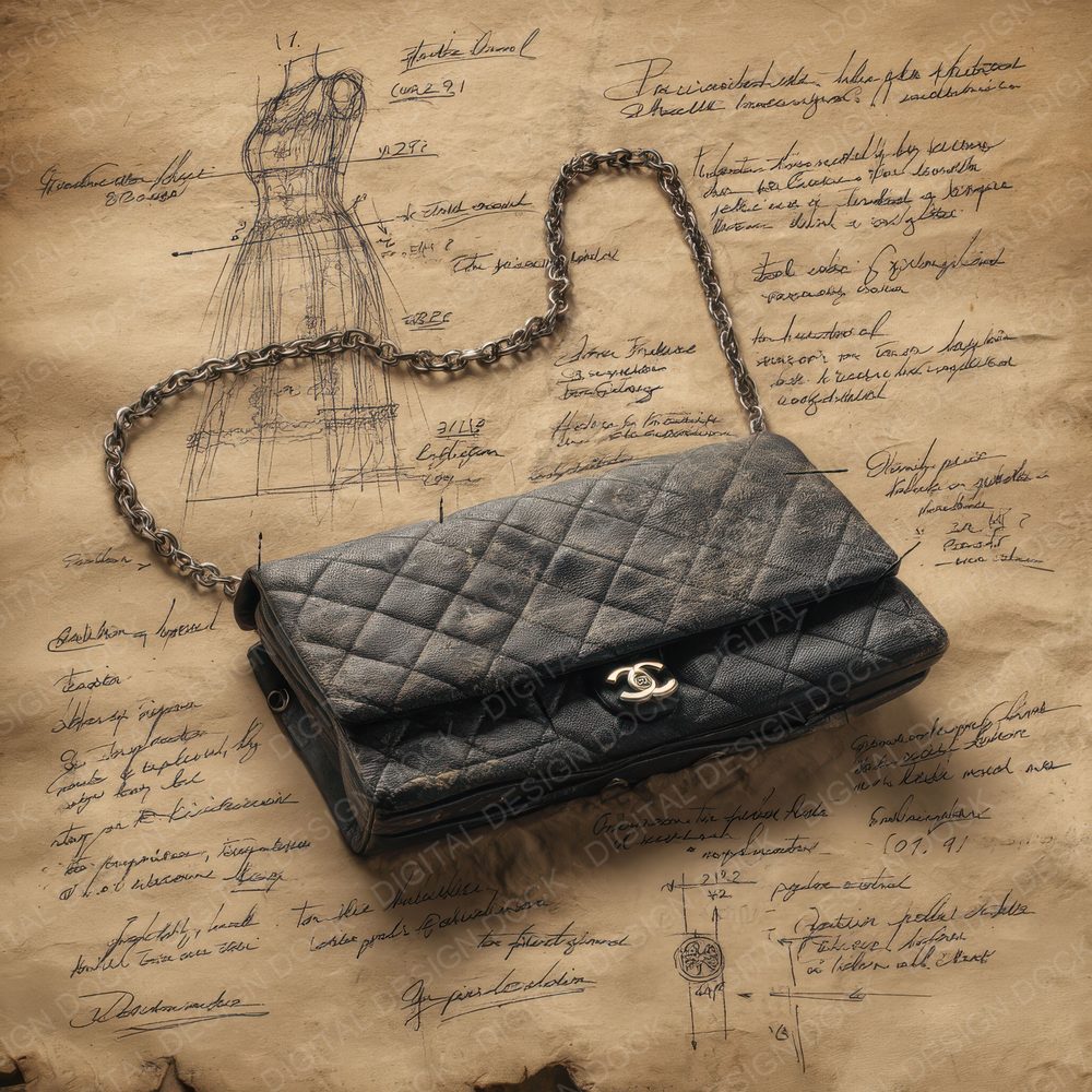 Sketch Chanel 2.55 Flap Bag Digital Paper Pack (DDD003530)