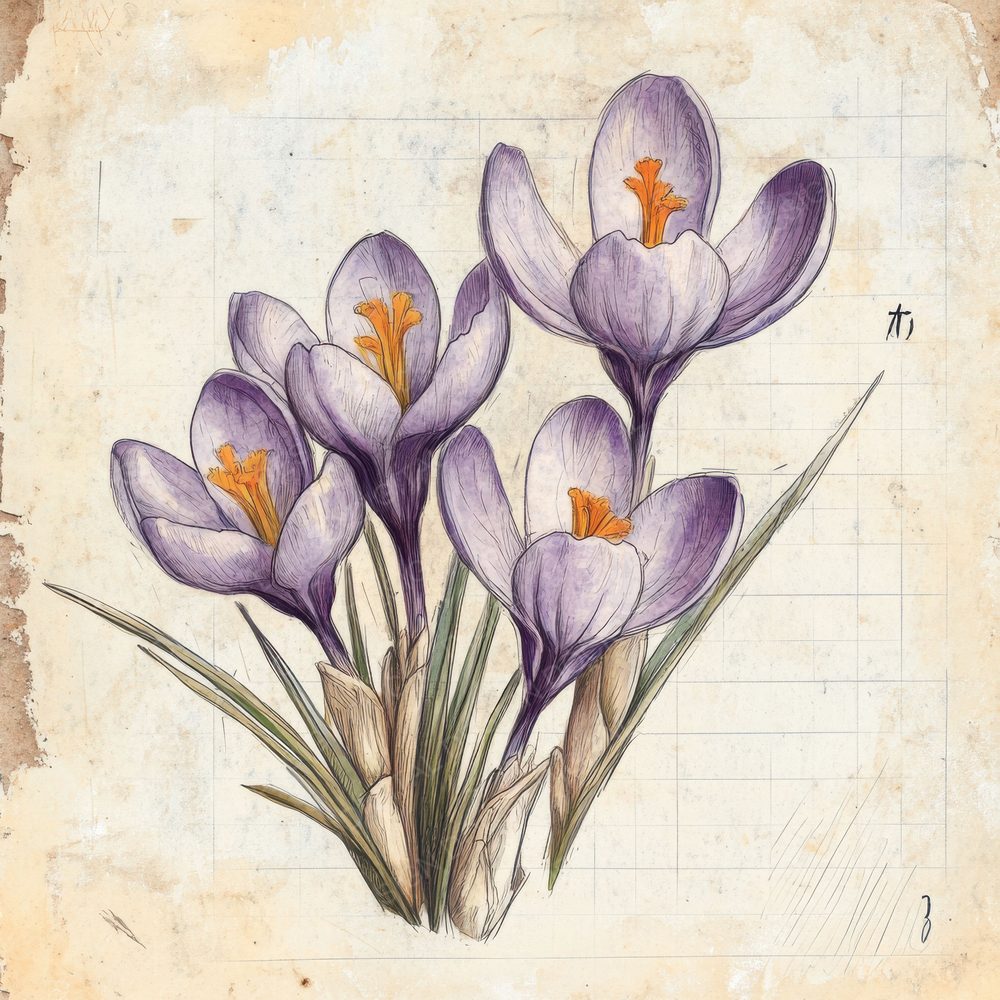 Sketch Crocus Notepad Digital Paper Pack (DDD003539)