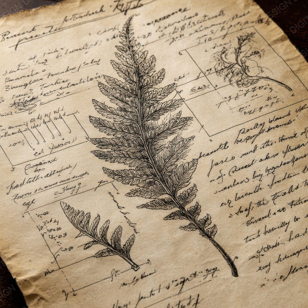 Sketch Fern Leaf Detail Digital Paper Pack (DDD003551)