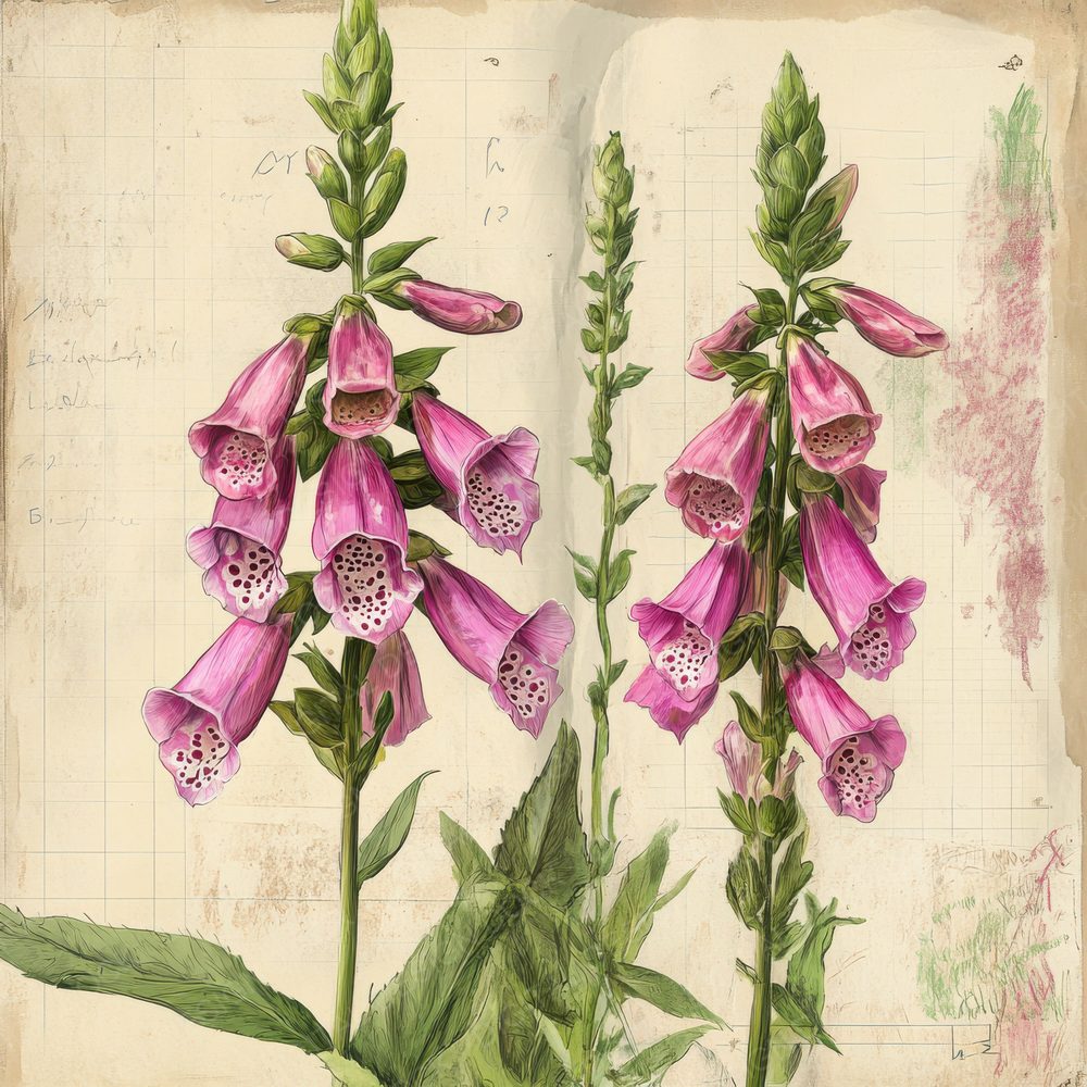 Sketch Foxglove Notepad Digital Paper Pack (DDD003557)