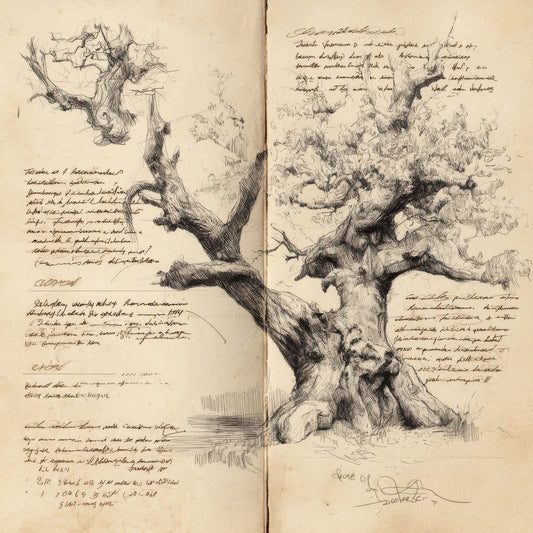 Sketch Oak Tree Branches Digital Paper Pack (DDD003625)