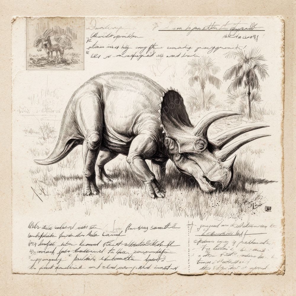 Sketch Triceratops Grazing Sheet Digital Paper Pack (DDD003688)