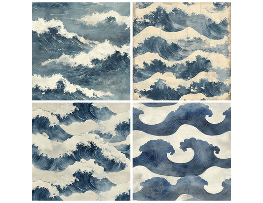 Preview layout showing Wave Crest Grain papers arranged as background pages for junk journals and mixed media crafts