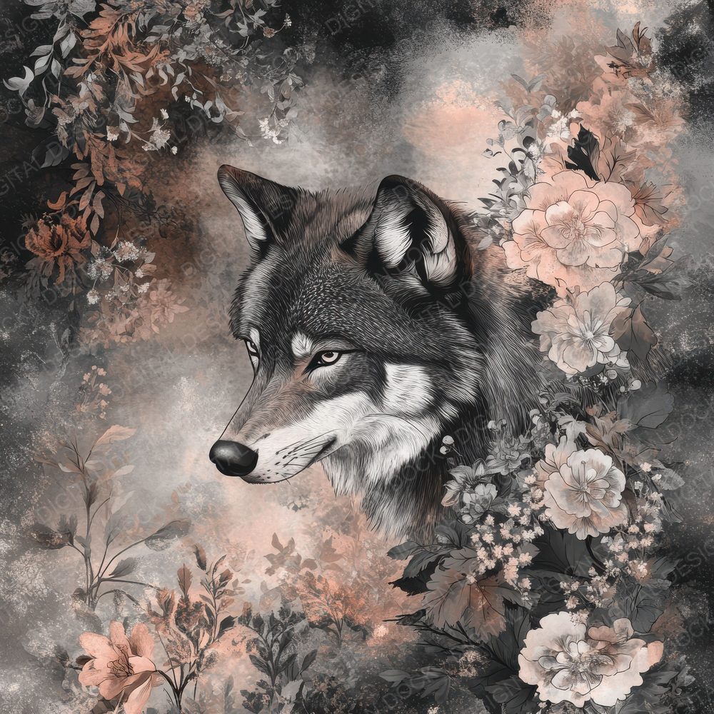 Wolf Blush Bloom Digital Paper Pack (DDD004445)