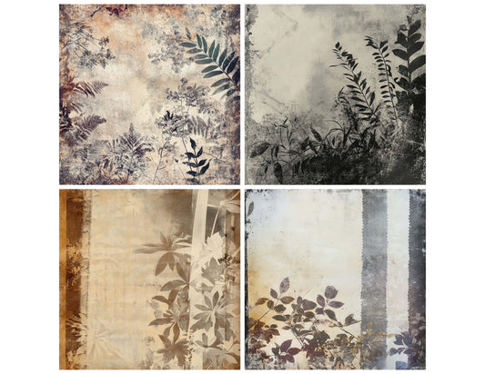 Preview layout showing Worn Film Negative papers arranged as background pages for junk journals and mixed media crafts