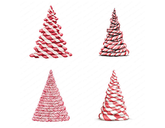 Preview layout showing Abstract Candy Cane Christmas Tree clipart elements for scrapbooking, junk journals, and card making