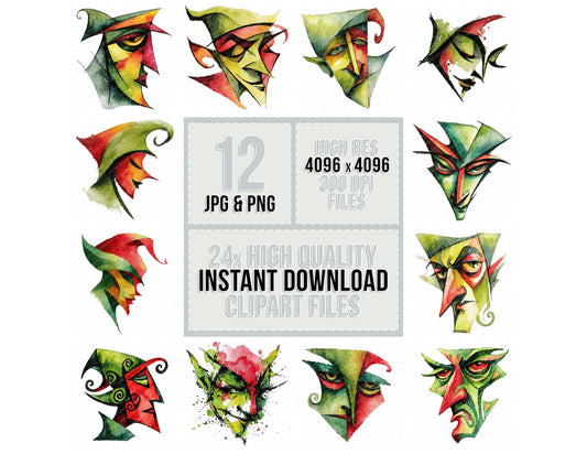Abstract Elf Face Clipart Set (DDD004520)