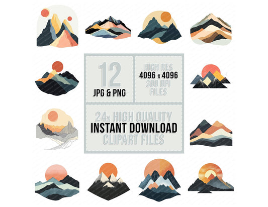 Abstract Mountain Range Clipart Set (DDD004534)