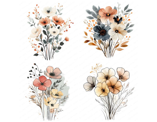 Preview layout showing Abstract Pastel Vintage clipart elements for scrapbooking, junk journals, and card making