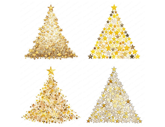 Preview layout showing Abstract Star Christmas Tree clipart elements for scrapbooking, junk journals, and card making