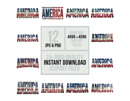 America Bold Flag Text Clipart Set (DDD004569)
