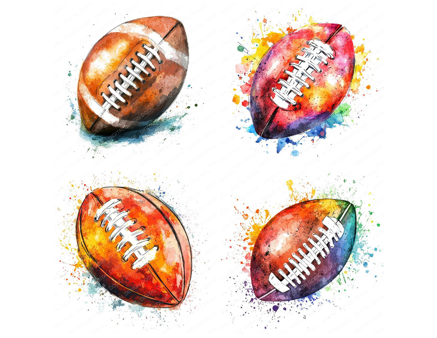 American Football Splash Clipart Set (DDD004572)