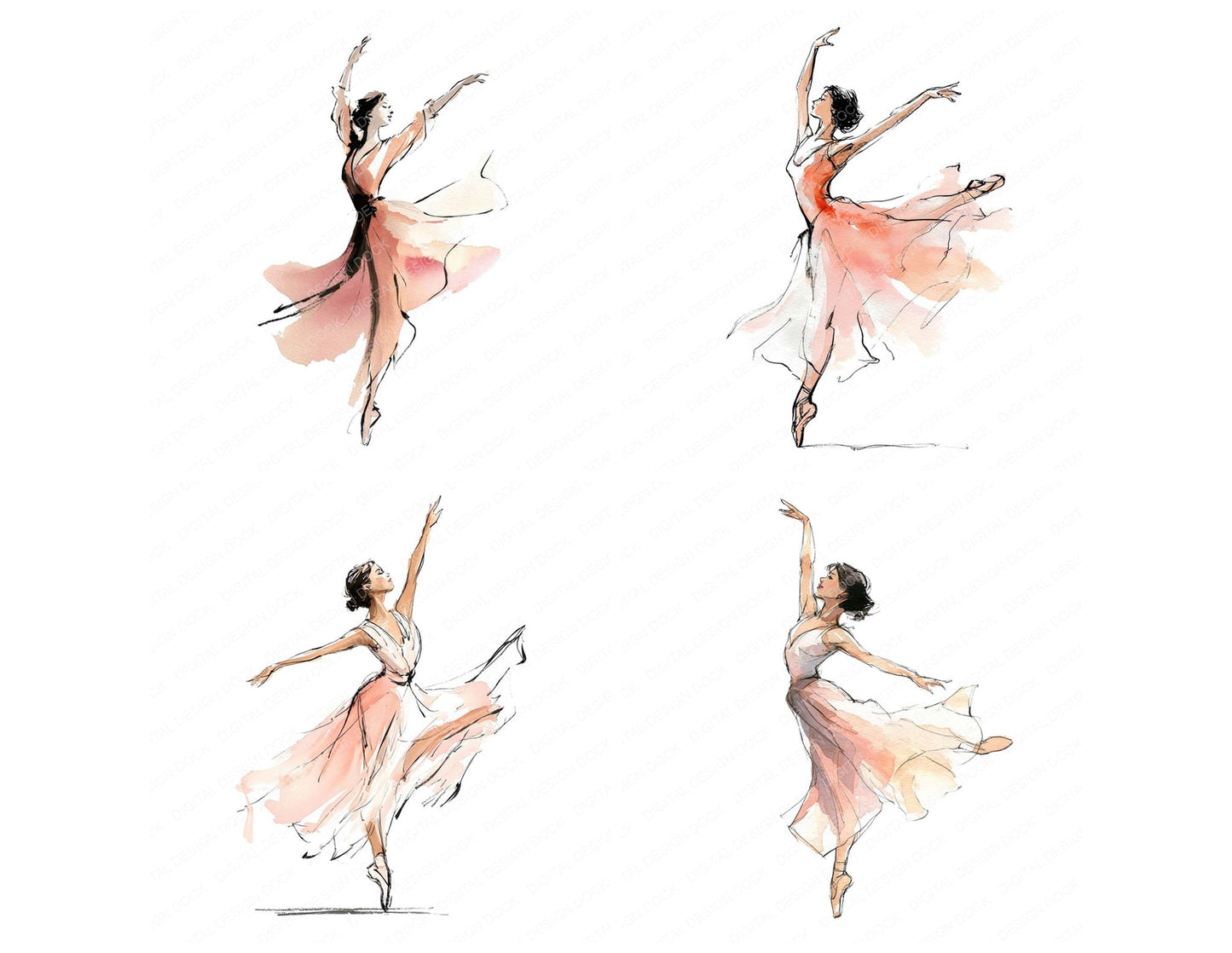 Ballet Dancer Woman Clipart Set (DDD004644)