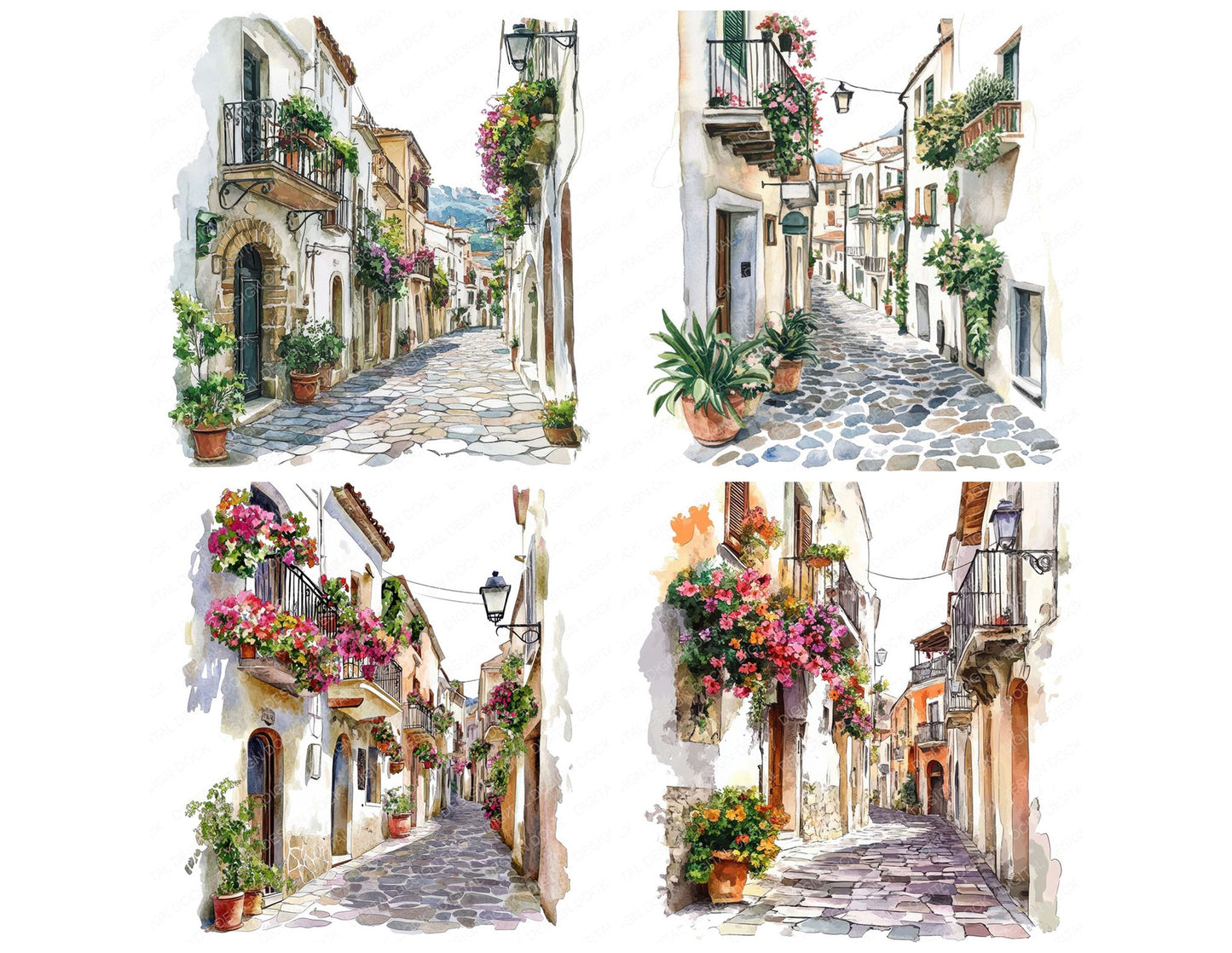 Beautiful Amalfi Street Clipart Set (DDD004663)