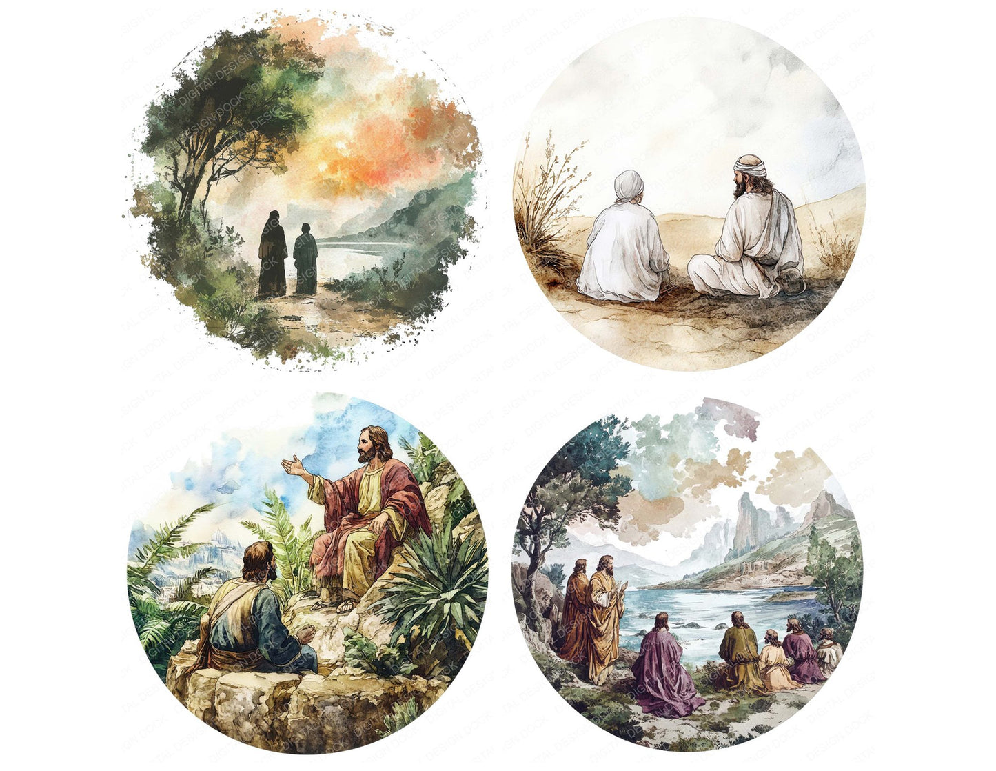 Biblical Scene Round Clipart Set (DDD004673)