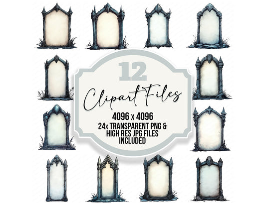 Blank Gothic Headstone Clipart Set (DDD004703)