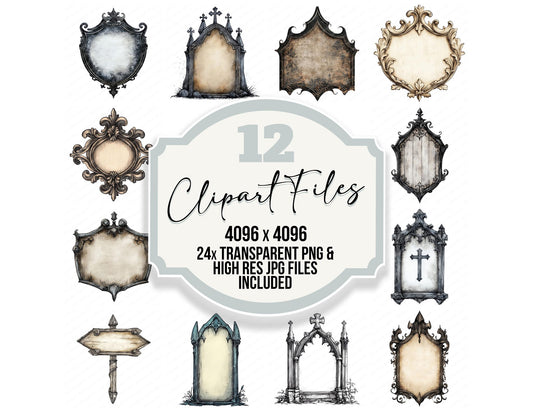 Blank Gothic Sign Clipart Set (DDD004704)