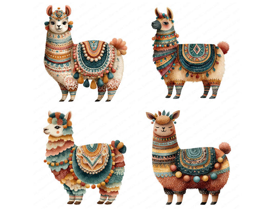 Boho Decorated Llama Clipart Set (DDD004719)