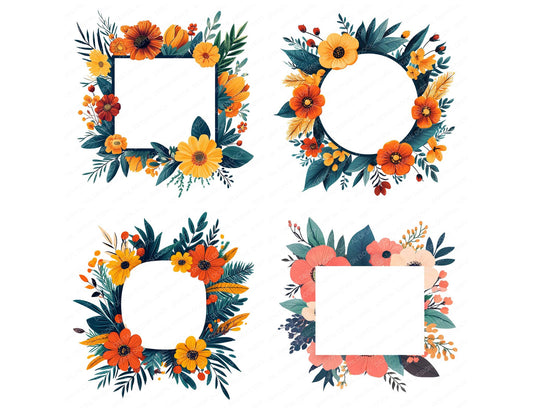 Boho Floral Blank Sign Clipart Set (DDD004723)
