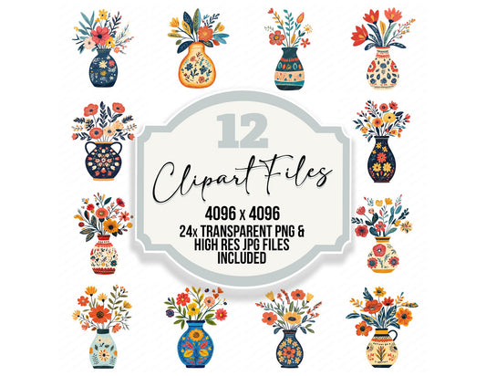 Boho Floral Vase Clipart Set (DDD004730)