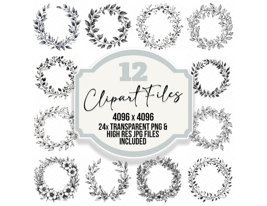 Botanical Wreath Clipart Set (DDD004762)