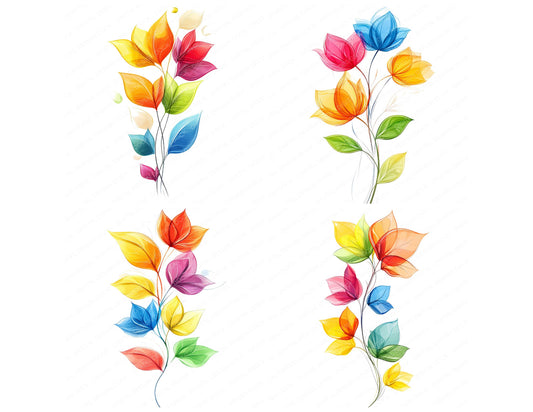 Preview layout showing Bright Abstract Flowers clipart elements for scrapbooking, junk journals, and card making