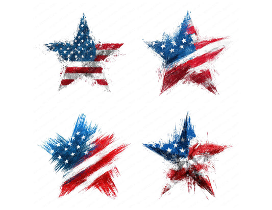 Preview layout showing USA Flag Star Grunge clipart elements for scrapbooking, junk journals, and card making